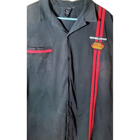 Polaris MSD Racing Black Mechanic Work Shirt XXL Short Sleeve Button Front Men - Picture 5 of 10